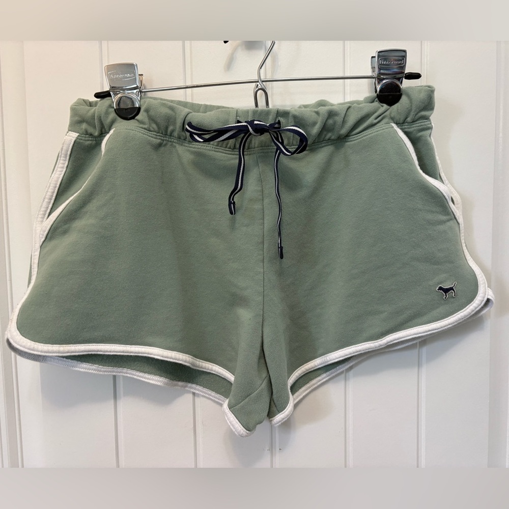 PINK by Victoria Secret Green Shorts with White Trim. Size Medium. Logo on back